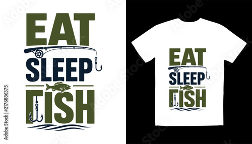 Eat sleep fish typography vector design for t shirt apparel with typography lifestyle fisherman adventure recreation
