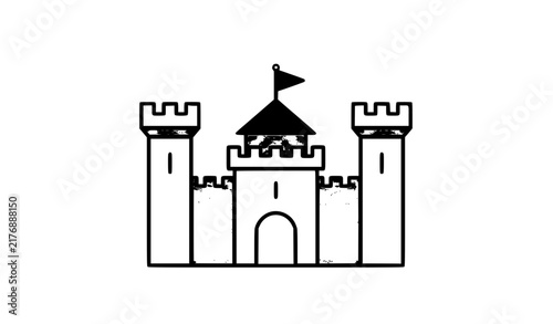 Fotografie Fortified castle gatehouse and towers flat vector icon for print web and mobile