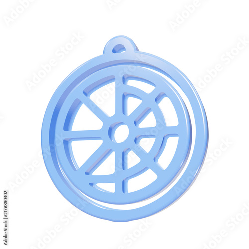 Foto Light blue 3D circular navigation compass icon on black background