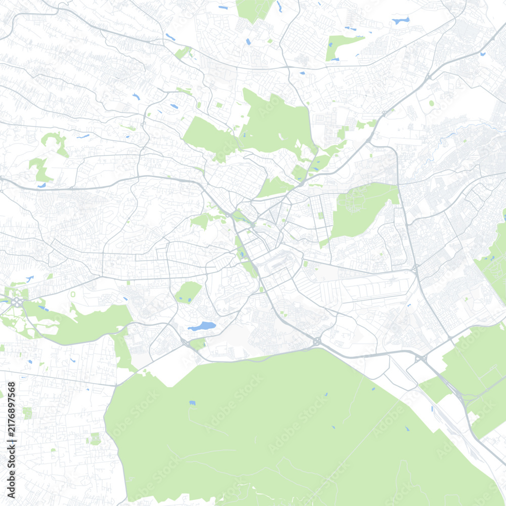 Fototapeta premium Minimal vector city map of Nairobi with streets, districts and road network