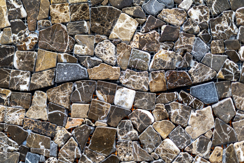 Bild auf Leinwand Brown and Gray Natural Stone Mosaic Texture