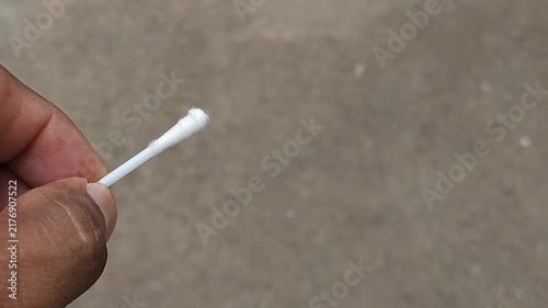 Extreme Close Up of Single Cotton Swab Q Tip for Precision Cleaning