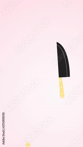 Composition of knife icons on white background