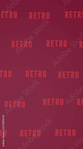 Animation of retro texts moving over red background