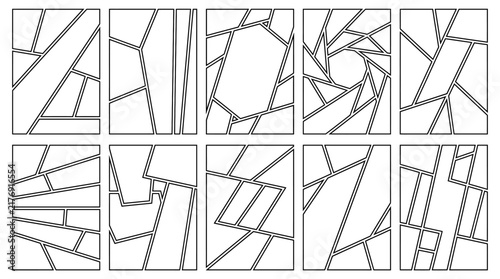 Comic book storyboard templates, set of manga panel layouts. Minimalist graphic novel frames, blank storyboard vector collection.
