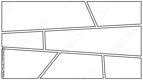Comic book storyboard template, blank manga panel layout, minimalist graphic novel grid vector, white storytelling frames