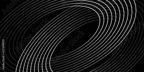 Futuristic Silver Swirl Lines on Black Technology Background