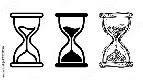 Set of hourglass illustrations in different styles