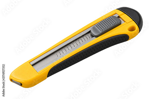 Yellow Utility Knife Box Cutter on Transparent Background