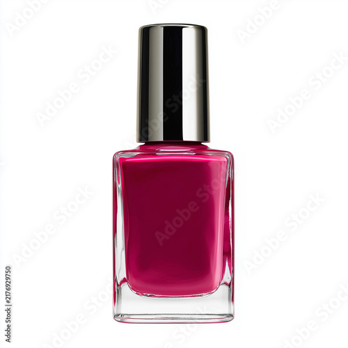 Dark Pink Magenta Nail Polish Bottle Isolated on Light Background