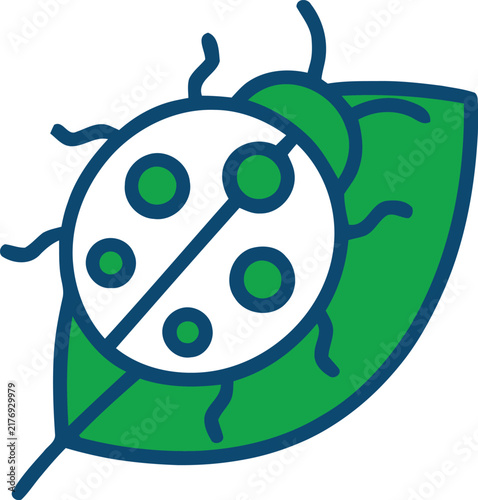Ladybug on Leaf Line Art Vector Illustration ,Minimalist Insect Icon for Nature, Garden and Eco Design.