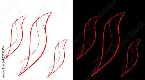 Cuadro en lienzo Abstract red flame brush strokes on black and white backgrounds, dynamic fire li