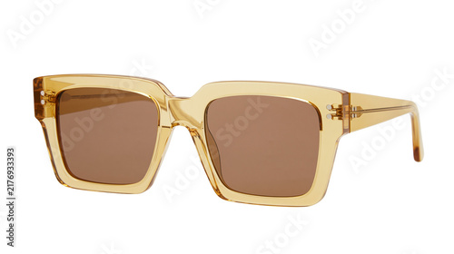 Obraz na plátne Translucent amber square frame sunglasses with brown tinted lenses