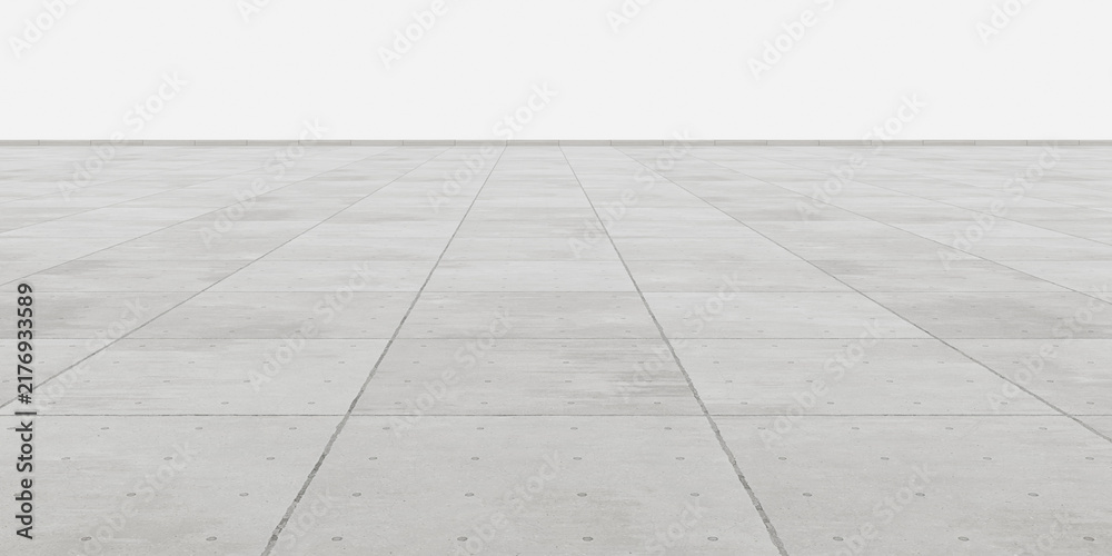 Fototapeta premium Infinite 3D Concrete Floor Texture Grid for Architectural Rendering