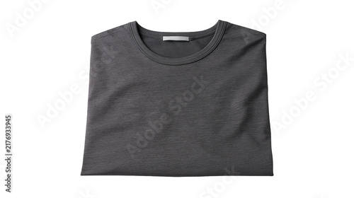 Bild auf Leinwand Folded dark grey heathered crew neck t-shirt with blank inner label
