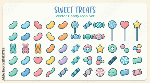 Colorful vector illustration collection featuring assorted sweet candies and delicious lollipops for creative graphic design projects