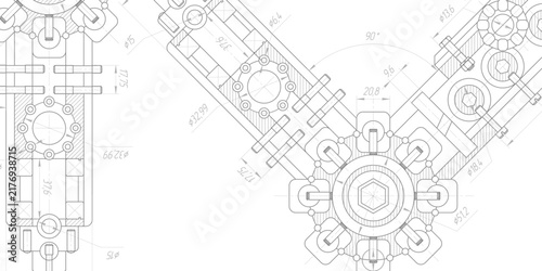 Technical drawing .Mechanical Engineering background .Technology banner. Vector illustration .
