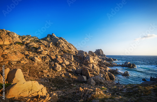 Sardinia Rocky Coastline at Capo Testa With Blue Sea