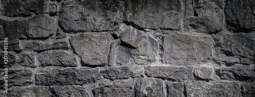 Panoramic Gray Stone Wall Texture Background