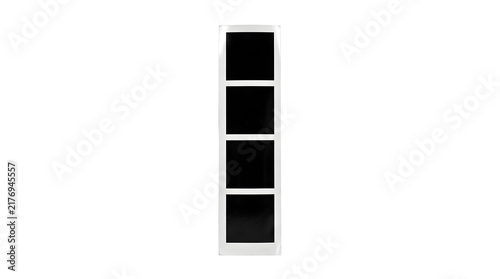 Blank photo booth strip template with four empty frames on a transparent background