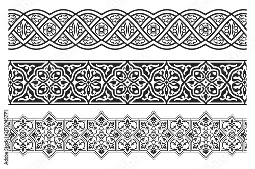 Ornamental Geometric Floral Borders Set