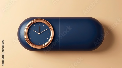 Modern clock shaped like a pill capsule