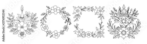 Romantic Floral Circle Frame Illustration