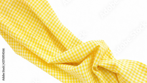 Bright yellow gingham fabric with checkered pattern crushed on a pure generated using ai