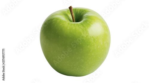 Foto Fresh whole Granny Smith green apple with a brown stem