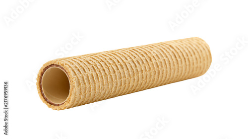 Cuadro en lienzo Crispy cylindrical wafer roll with chocolate filling