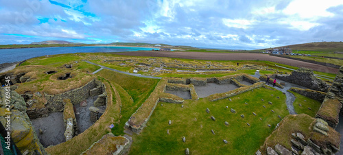 Fotografie Panoramic view of Jarlshof prehistoric and norse archaeological site in Shetland
