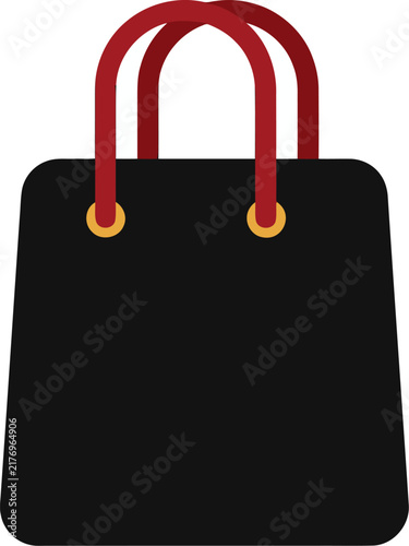 Stylish Black Shopping Bag with Red Handles - Retail and Fashion Icon