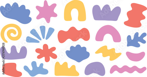 Colorful Abstract Organic Shapes and Blob Elements Vector Set