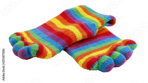 Colorful striped toe socks made of soft knitted fabric