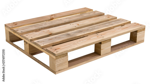 фотографія Sturdy rectangular wooden shipping pallet with horizontal planks and support blo