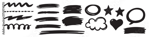 Vector Set of Hand‑Drawn Arrows, Stars, Circles, and Marker Highlights