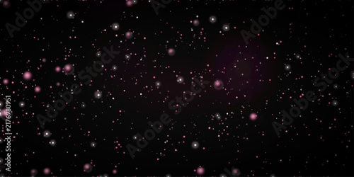 Foto A dark, cosmic expanse is adorned with a myriad of twinkling, ethereal lights and soft, glowing particles, evoking a sense of wonder and infinite space