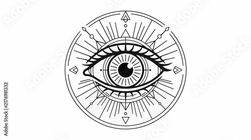 Obraz na plátne occult vector icon set, esoteric magic eye symbol, third eye chakra spiritual il