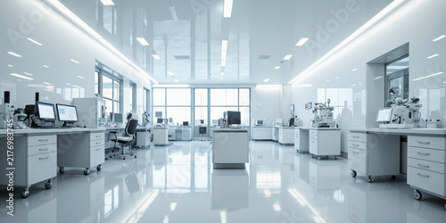 Research and Development Lab A state-of-the-art R&D lab with advanced technology and testing equipment. The white walls and polished concrete
