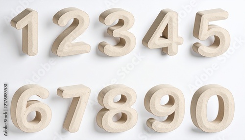 砂のような0から9までの3D数字セット