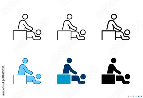 Massage therapy icons in outline and solid styles, Editable stroke.