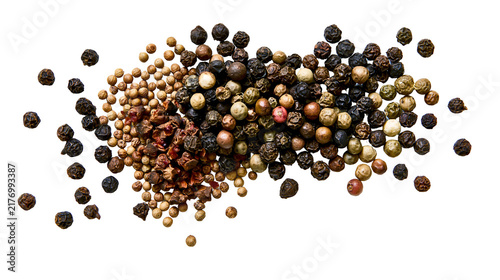 Fotografía Mixed peppercorns including black white green and pink dried spice berries