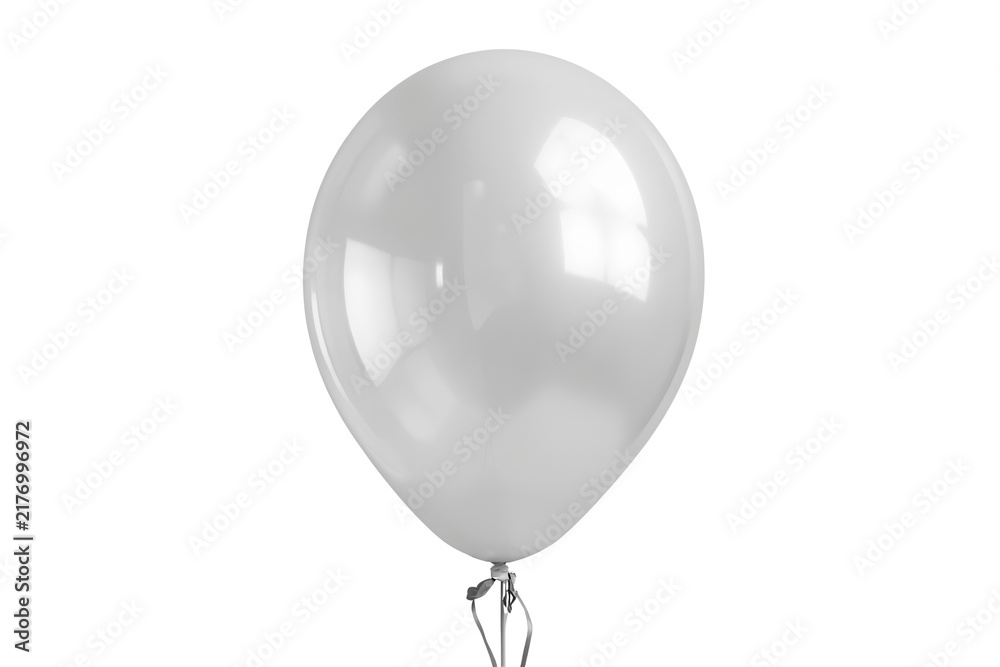 Naklejka premium Single glossy white helium balloon