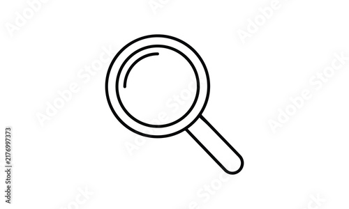 Minimalist black line magnifying glass icon isolated on white background for search and discovery concepts