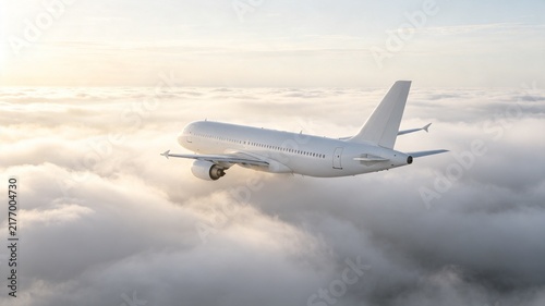 Obraz na płótnie White plane above clouds