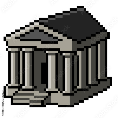 Classic greek temple or government building pixel art 8 bitillustration