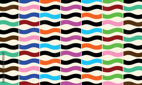 Colorful retro wavy pattern background with bright wave lines for seamless textile and paper design