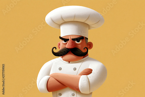 Chef wearing a tall white chef's hat (toque)