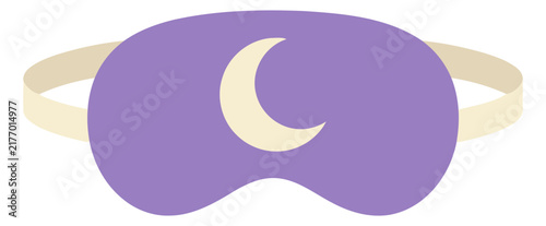 Purple sleep mask with a yellow crescent moon icon