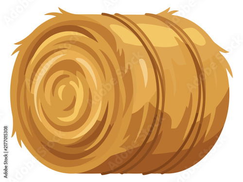 Round hay bale agricultural harvest symbol isolated on white background
